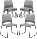 Stackable Guest Reception Chairs, Stacking Office Chair with Ergonomic Lumbar Support & Metal Legs, Plastic Desk