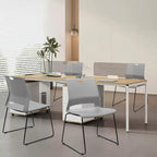 Stackable Guest Reception Chairs, Stacking Office Chair with Ergonomic Lumbar Support & Metal Legs, Plastic Desk, alternate