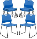 Stackable Guest Reception Chairs, Stacking Office Chair with Ergonomic Lumbar Support & Metal Legs, Plastic Desk