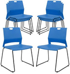 Stackable Guest Reception Chairs, Stacking Office Chair with Ergonomic Lumbar Support & Metal Legs, Plastic Desk