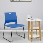 Stackable Guest Reception Chairs, Stacking Office Chair with Ergonomic Lumbar Support & Metal Legs, Plastic Desk, alternate