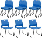 Stackable Guest Reception Chairs, Stacking Office Chair with Ergonomic Lumbar Support & Metal Legs, Plastic Desk