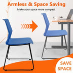 Stackable Guest Reception Chairs, Stacking Office Chair with Ergonomic Lumbar Support & Metal Legs, Plastic Desk, alternate
