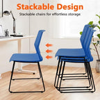 Stackable Guest Reception Chairs, Stacking Office Chair with Ergonomic Lumbar Support & Metal Legs, Plastic Desk, alternate
