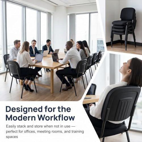 Stackable Mesh Office Chairs, Reception Waiting Room Chairs with Padded Seat & Back, Armless No Wheels, alternate view 6
