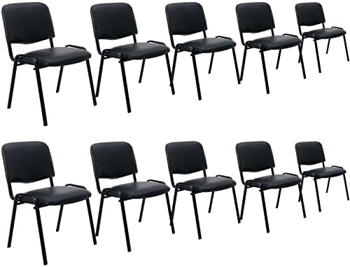 Stackable Office Guest Chairs, Reception Waiting Room Chairs with Padded Seat & Back, Armless No Wheels