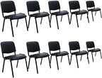 Stackable Office Guest Chairs, Reception Waiting Room Chairs with Padded Seat & Back, Armless No Wheels