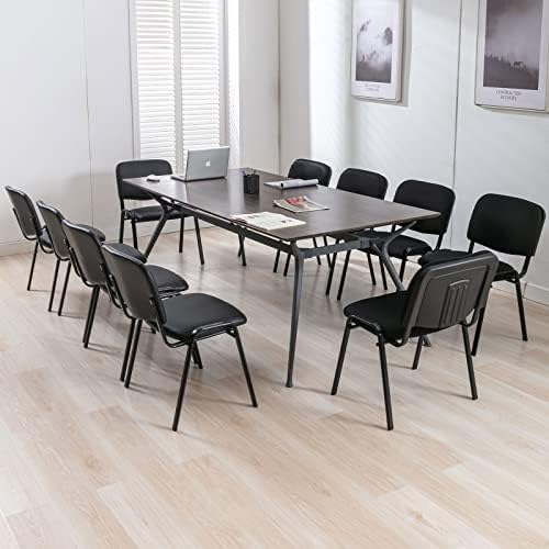 Stackable Office Guest Chairs, Reception Waiting Room Chairs with Padded Seat & Back, Armless No Wheels, alternate view 2