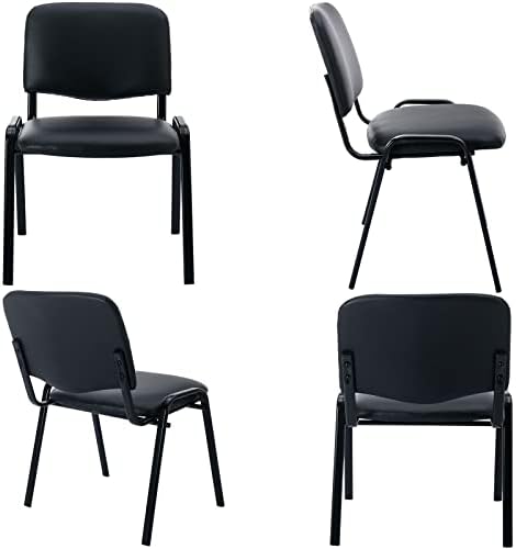 Stackable Office Guest Chairs, Reception Waiting Room Chairs with Padded Seat & Back, Armless No Wheels, alternate view 4