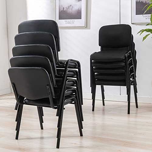 Stackable Office Guest Chairs, Reception Waiting Room Chairs with Padded Seat & Back, Armless No Wheels, alternate view 5