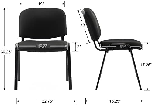 Stackable Office Guest Chairs, Reception Waiting Room Chairs with Padded Seat & Back, Armless No Wheels, alternate view 2