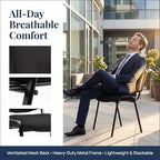 Stackable Office Guest Chairs, Reception Waiting Room Chairs with Padded Seat & Back, Armless No Wheels, alternate view 5