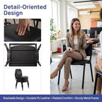 Stackable Office Guest Chairs, Reception Waiting Room Chairs with Padded Seat & Back, Armless No Wheels, alternate view 4