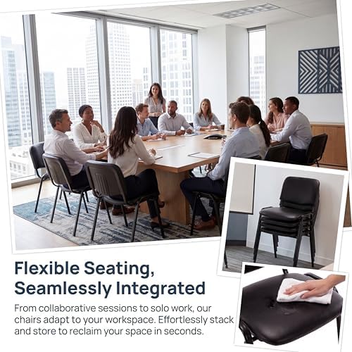 Stackable Office Guest Chairs, Reception Waiting Room Chairs with Padded Seat & Back, Armless No Wheels, alternate view 5