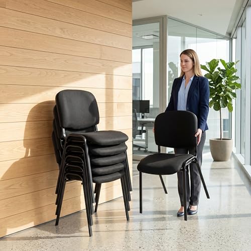 Stackable Office Guest Chairs, Reception Waiting Room Chairs with Padded Seat & Back, Armless No Wheels