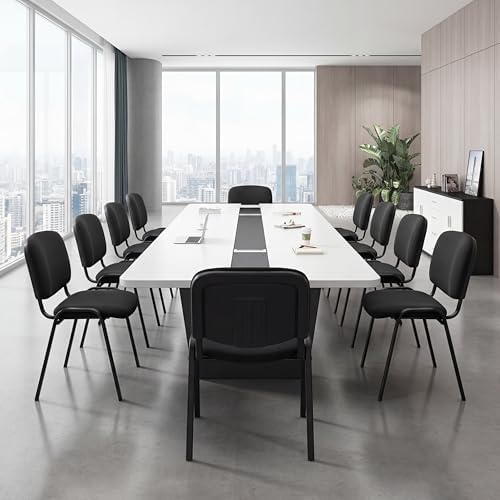 Stackable Office Guest Chairs, Reception Waiting Room Chairs with Padded Seat & Back, Armless No Wheels, alternate view 5