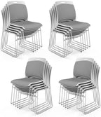 Stackable Plastic Mesh Padded Chairs for Office Set of 20, Grey in Grey