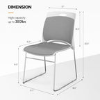 Stackable Plastic Mesh Padded Chairs for Office Set of 20, Grey in Grey, alternate view 2