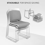 Stackable Plastic Mesh Padded Chairs for Office Set of 20, Grey in Grey, alternate view 3