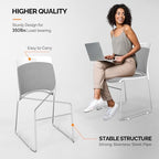 Stackable Plastic Mesh Padded Chairs for Office Set of 20, Grey in Grey, alternate view 4