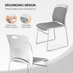 Stackable Plastic Mesh Padded Chairs for Office Set of 20, Grey in Grey, alternate view 6