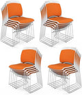 Stackable Plastic Mesh Padded Chairs for Office Set of 20, Orange