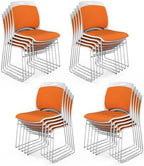Stackable Plastic Mesh Padded Chairs for Office Set of 20, Orange