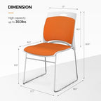 Stackable Plastic Mesh Padded Chairs for Office Set of 20, Orange, alternate view 2