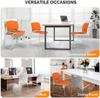 Stackable Plastic Mesh Padded Chairs for Office Set of 20, Orange, alternate view 7