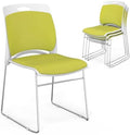 Stackable Plastic Mesh Padded Chairs for Office Set of 4, Green in Green