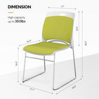 Stackable Plastic Mesh Padded Chairs for Office Set of 4, Green in Green, alternate view 2