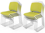 Stackable Plastic Mesh Padded Chairs for Office Set of 8, Green in Green