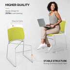 Stackable Plastic Mesh Padded Chairs for Office Set of 8, Green in Green, alternate view 6