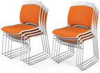 Stackable Plastic Mesh Padded Chairs for Office Set of 8, Orange