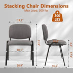 Stackable Waiting Room Chairs, Cloth Fabric Guest Reception Chair with Upholstered Thickene Seat and Back, alternate view 3