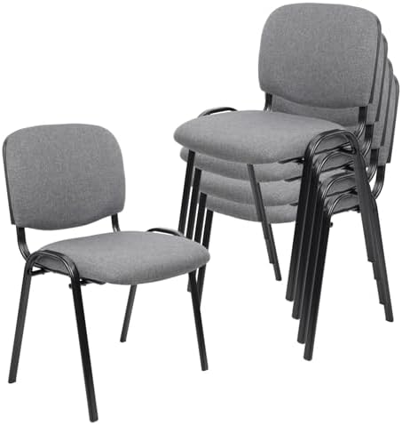 Stackable Waiting Room Chairs, Cloth Fabric Guest Reception Chair with Upholstered Thickene Seat and Back