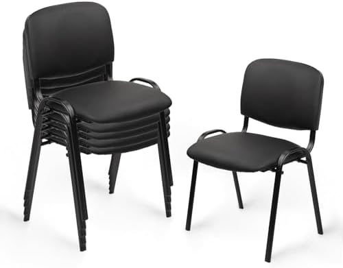 Stackable Waiting Room Chairs, PU Leather Guest Reception Chair with Upholstered Thickene Seat and Back Support