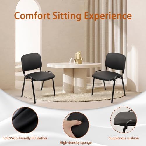 Stackable Waiting Room Chairs, PU Leather Guest Reception Chair with Upholstered Thickene Seat and Back Support, alternate