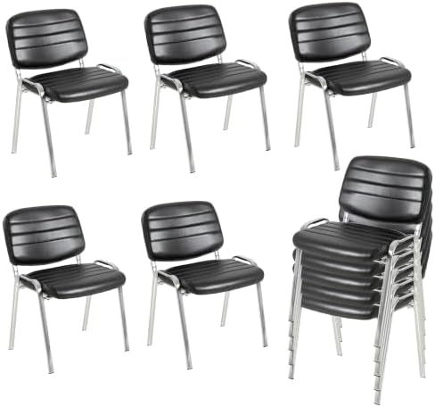 Stackable Waiting Room Chairs Set of 10, Stacking Dining Chairs for Kitchen, Leather Conference Room Chairs
