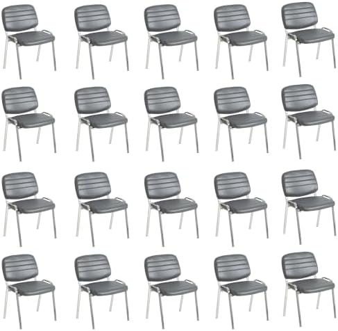 Stackable Waiting Room Chairs Set of 20, Stacking Dining Chairs for Kitchen, Leather Conference Room Chairs