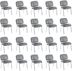 Stackable Waiting Room Chairs Set of 20, Stacking Dining Chairs for Kitchen, Leather Conference Room Chairs