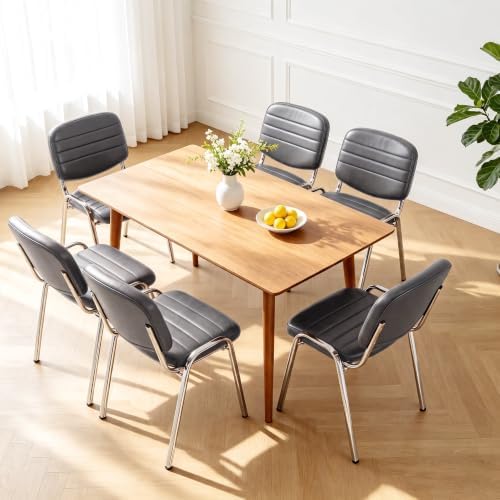 Stackable Waiting Room Chairs Set of 20, Stacking Dining Chairs for Kitchen, Leather Conference Room Chairs, alternate view 5