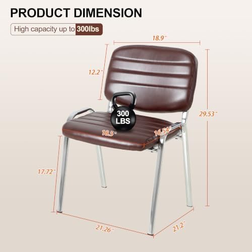 Stackable Waiting Room Chairs Set of 20, Stacking Dining Chairs for Kitchen, Leather Conference Room Chairs, alternate view 3