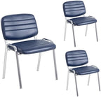 Stackable Waiting Room Chairs Set of 3, Stacking Dining Chairs for Kitchen, Leather Conference Room Chairs