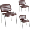 Stackable Waiting Room Chairs Set of 3, Stacking Dining Chairs for Kitchen, Leather Conference Room Chairs