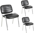 Stackable Waiting Room Chairs Set of 3, Stacking Dining Chairs for Kitchen, Leather Conference Room Chairs