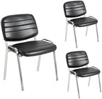 Stackable Waiting Room Chairs Set of 3, Stacking Dining Chairs for Kitchen, Leather Conference Room Chairs