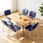 Stackable Waiting Room Chairs Set of 6, Stacking Dining Chairs for Kitchen, Leather Conference Room Chairs, alternate view 5