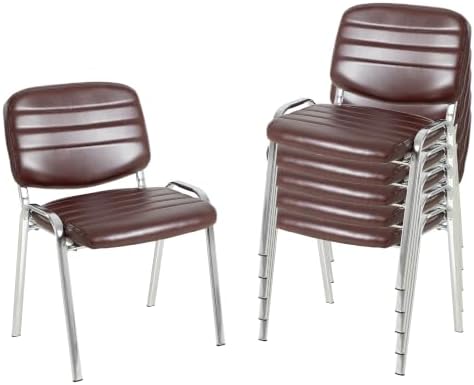 Stackable Waiting Room Chairs Set of 6, Stacking Dining Chairs for Kitchen, Leather Conference Room Chairs