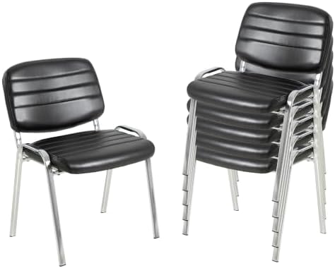 Stackable Waiting Room Chairs Set of 6, Stacking Dining Chairs for Kitchen, Leather Conference Room Chairs